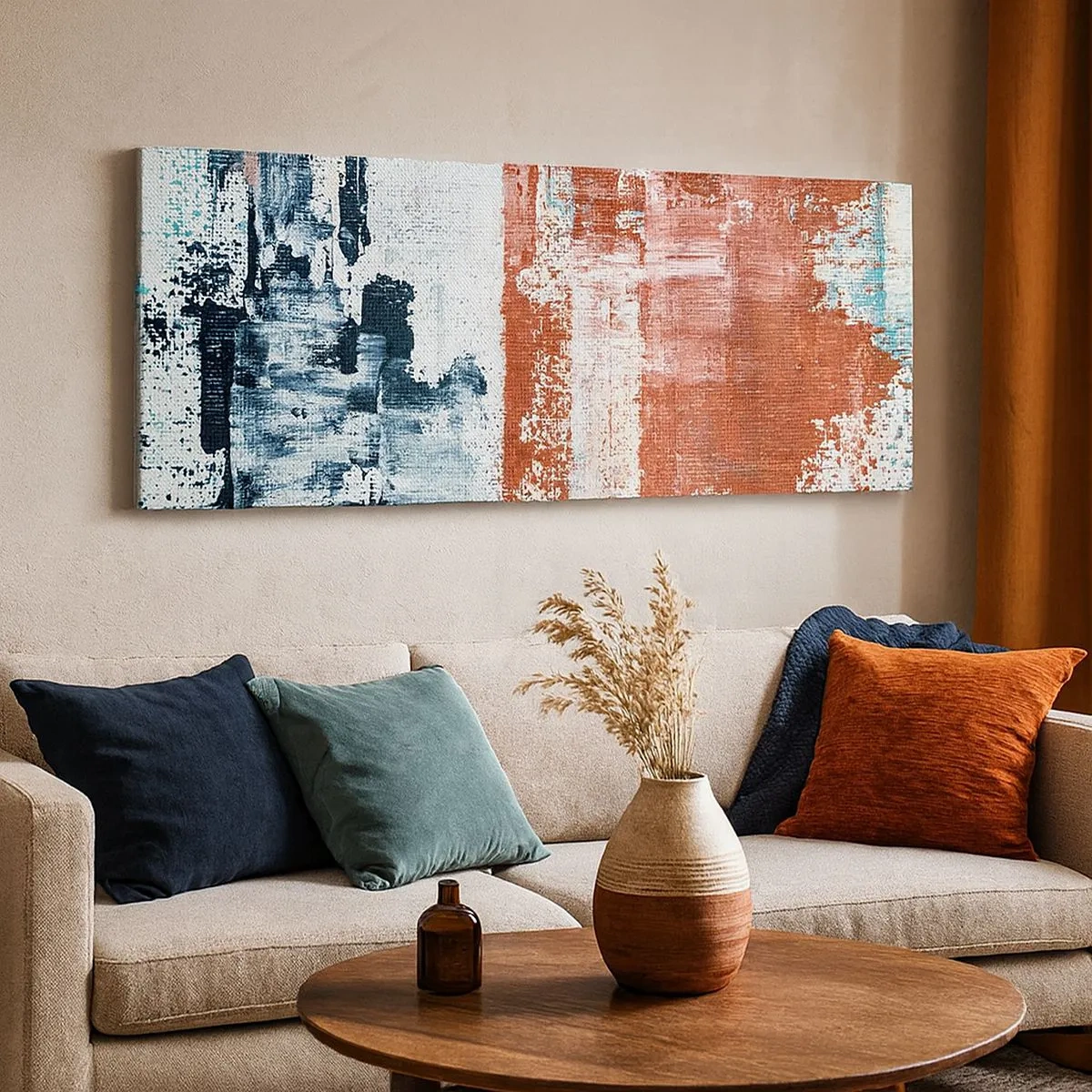 Cuadro sobre lienzo - Impresión de Imagen - Mitad abstracción, mitad abstracción - 100x40 cm