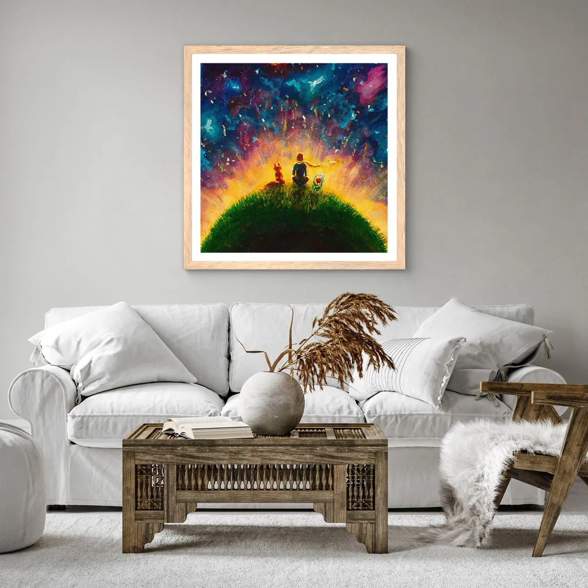 Póster en marco roble claro - Amor y amistad - lo único entero - 50x50 cm