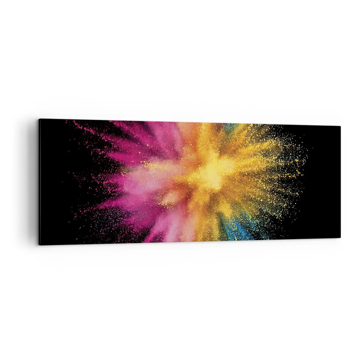 Cuadro sobre lienzo - Impresión de Imagen - Explosión de polvo colorido sobre un fondo negro - 140x50cm - El nacimiento de los colores - Decoración de pared moderna para salón y dormitorio ARTTOR