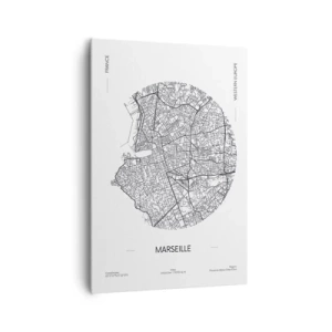 Cuadro sobre lienzo - Impresión de Imagen - Mapa de Marsella en estilo minimalista - 70x100cm - Anatomía de Marsella - Decoración de pared moderna para salón y dormitorio ARTTOR