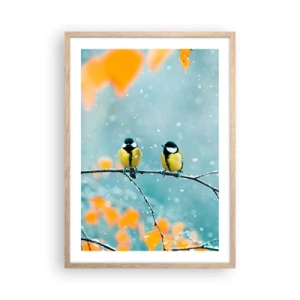 Póster en marco roble claro - Cotilleo de pájaros - 50x70 cm