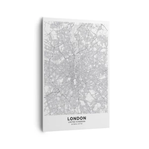 Cuadro sobre lienzo - Impresión de Imagen - Un mapa de ciudad minimalista en tonos grises - 80x120cm - Un mapa del laberinto de Londres - Decoración de pared moderna para salón y dormitorio ARTTOR