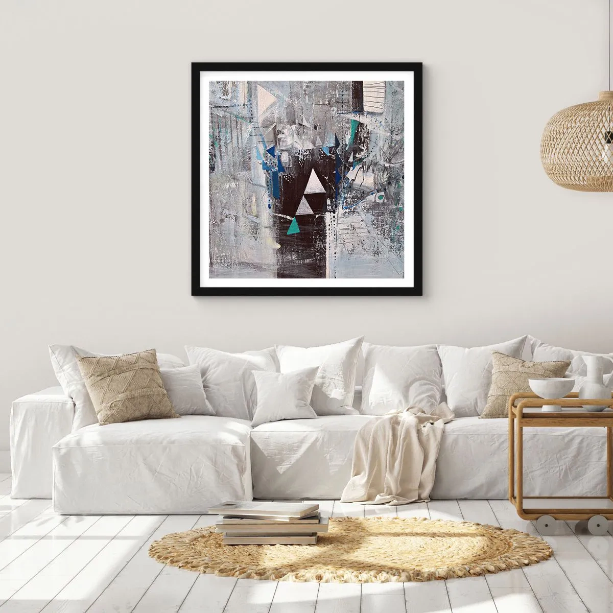 Póster en marco negro - El orden superior de los triángulos - 50x50 cm