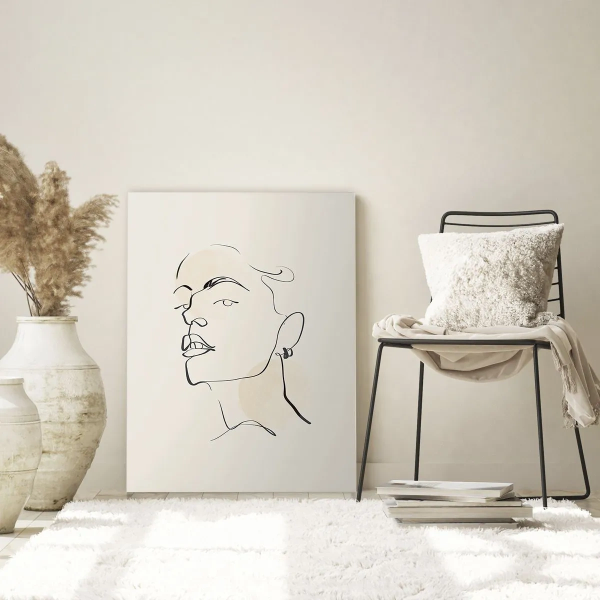 Cuadro sobre vidrio - Impresiones sobre Vidrio - Boceto minimalista del rostro de una mujer. - 70x100cm - Una mirada orgullosa - Decoración de pared moderna para salón y dormitorio ARTTOR