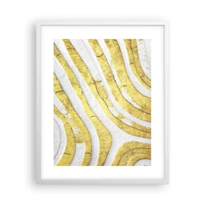 Póster en marco blanco - Una composición en blanco y oro - 40x50 cm