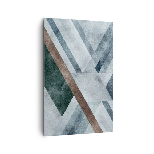 Cuadro sobre lienzo - Impresión de Imagen - Formas geométricas en tonos fríos de azul y marrón. - 80x120cm - Sofisticada elegancia de la geometría - Decoración de pared moderna para salón y dormitorio ARTTOR