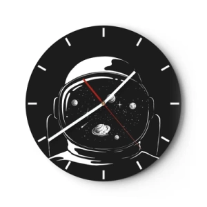 Reloj de pared - Reloj de vidrio - El cosmos reflejado en la visera del casco de un astronauta - 30x30cm - Bonita vista - Decoración de pared moderna para salón, cocina y dormitorio ARTTOR