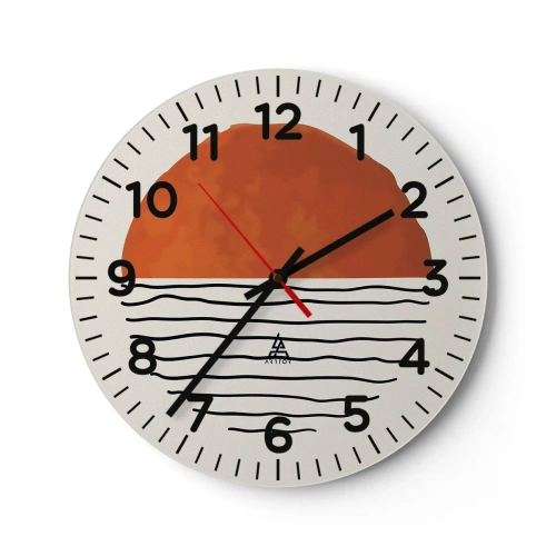Reloj de pared - Reloj de vidrio - En un ambiente japonés - 40x40 cm