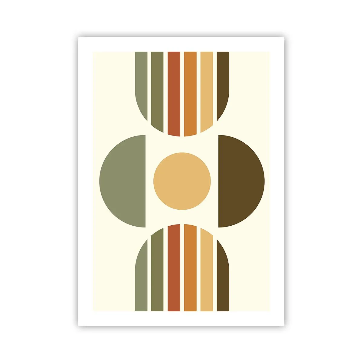 Póster - Patrón geométrico abstracto en tonos tierra con círculos y semicírculos. - 50x70cm - Los tonos de la tierra - Decoración de pared moderna para salón y dormitorio ARTTOR