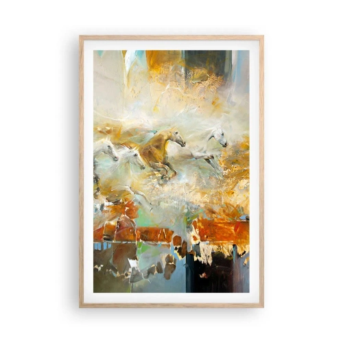 Póster en marco roble claro - Galopando a través de la luz - 61x91 cm