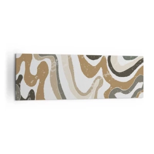 Cuadro sobre lienzo - Impresión de Imagen - Patrones terrosos en tonos marrones y verdes. - 160x50cm - Meandros de colores terrosos - Decoración de pared moderna para salón y dormitorio ARTTOR
