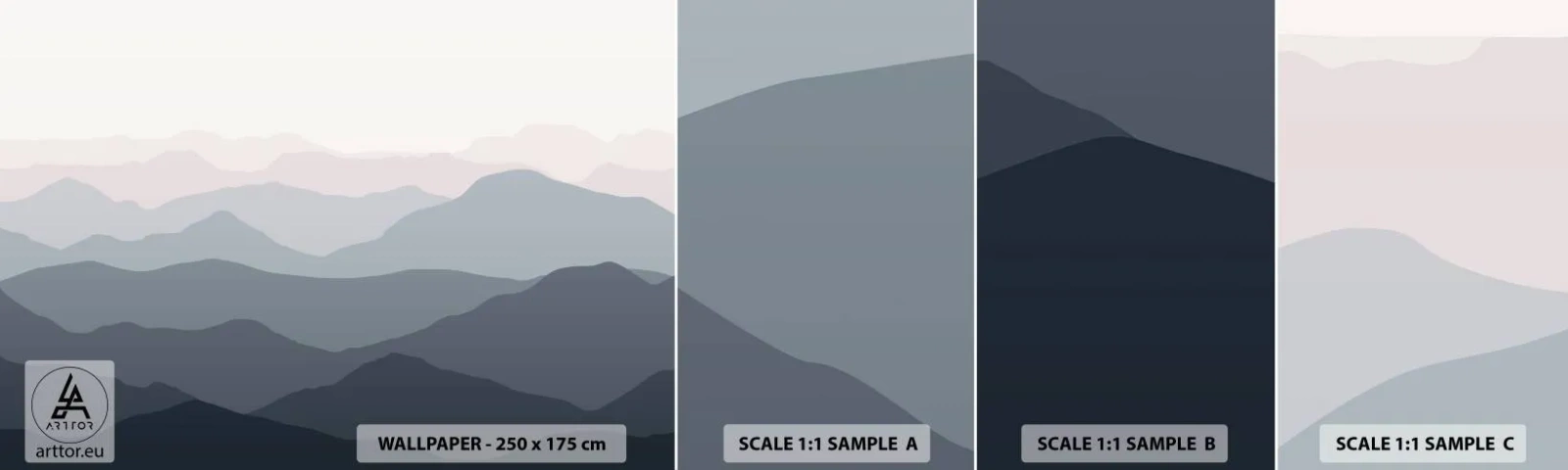 Muestra de fotomural autoadhesivo Deluxe Sticker - Cordilleras a la vista - Abstracción, Gráficos, Montañas - 100x30 cm