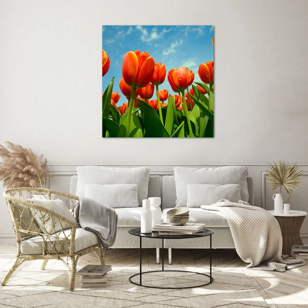 Cuadro sobre vidrio - Impresiones sobre Vidrio - Excepto el cielo azul no necesitan nada en la vida - 40x40 cm