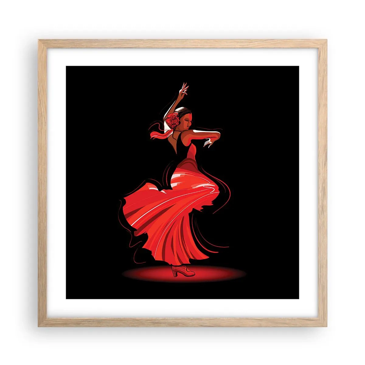 Póster en marco roble claro - El espíritu ardiente del flamenco - 50x50 cm