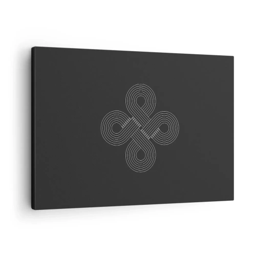 Cuadro sobre lienzo - Impresión de Imagen - Patrón celta en estilo minimalista sobre fondo negro. - 70x50cm - El espíritu celta - Decoración de pared moderna para salón y dormitorio ARTTOR