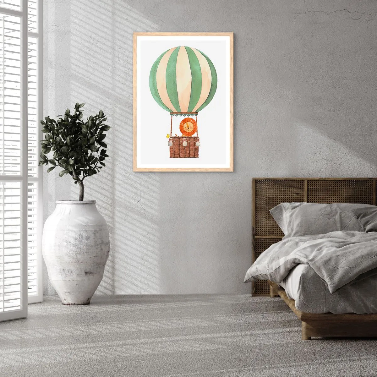 Póster en marco roble claro - Los viajes del león - 50x70 cm