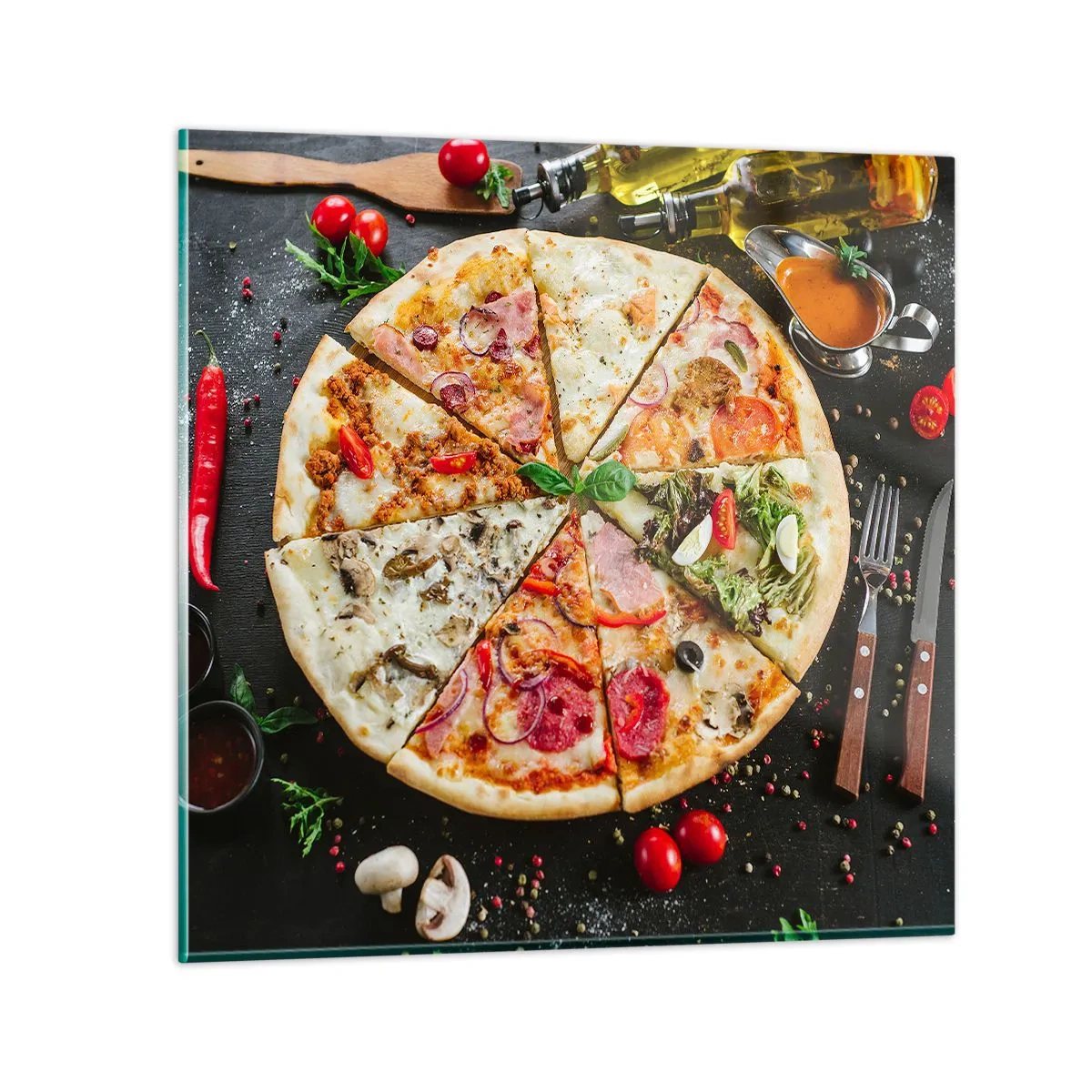 Cuadro sobre vidrio - Impresiones sobre Vidrio - Una gama de gustos - 70x70 cm