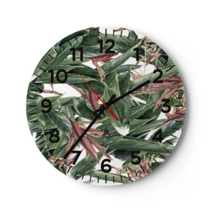 Reloj de pared - Reloj de vidrio - Naturaleza esmeralda y lila - 30x30 cm