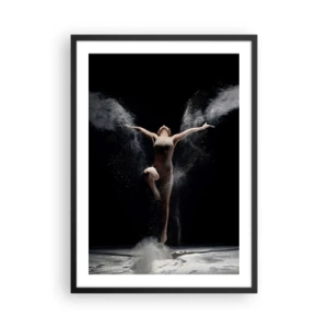 Póster en marco negro - Una bailarina en una nube de polvo sobre un fondo negro. - 50x70cm - Los duendes existen - Decoración de pared moderna para salón y dormitorio ARTTOR