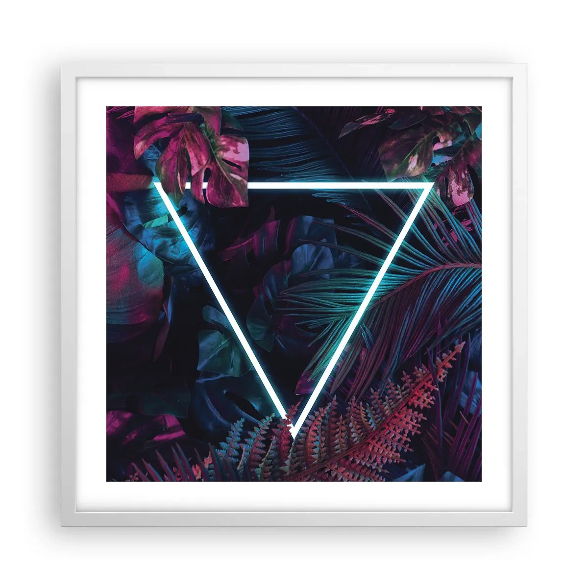Póster en marco blanco - Jardín fluorescente - 50x50 cm