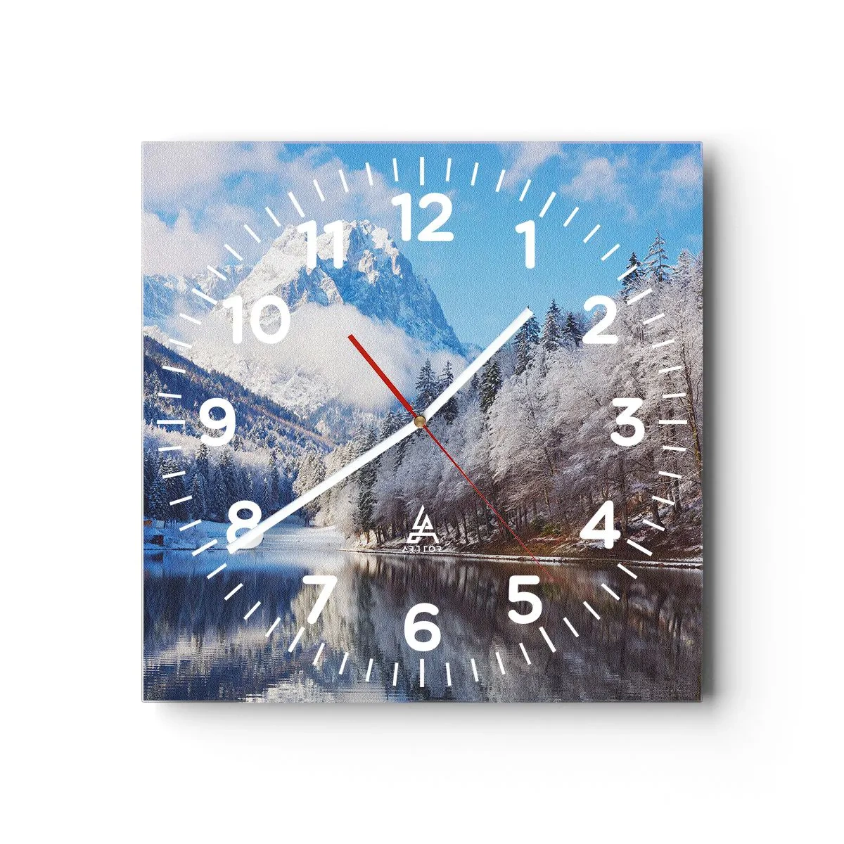 Reloj de pared - Reloj de vidrio - Guardia de nieve - 30x30 cm