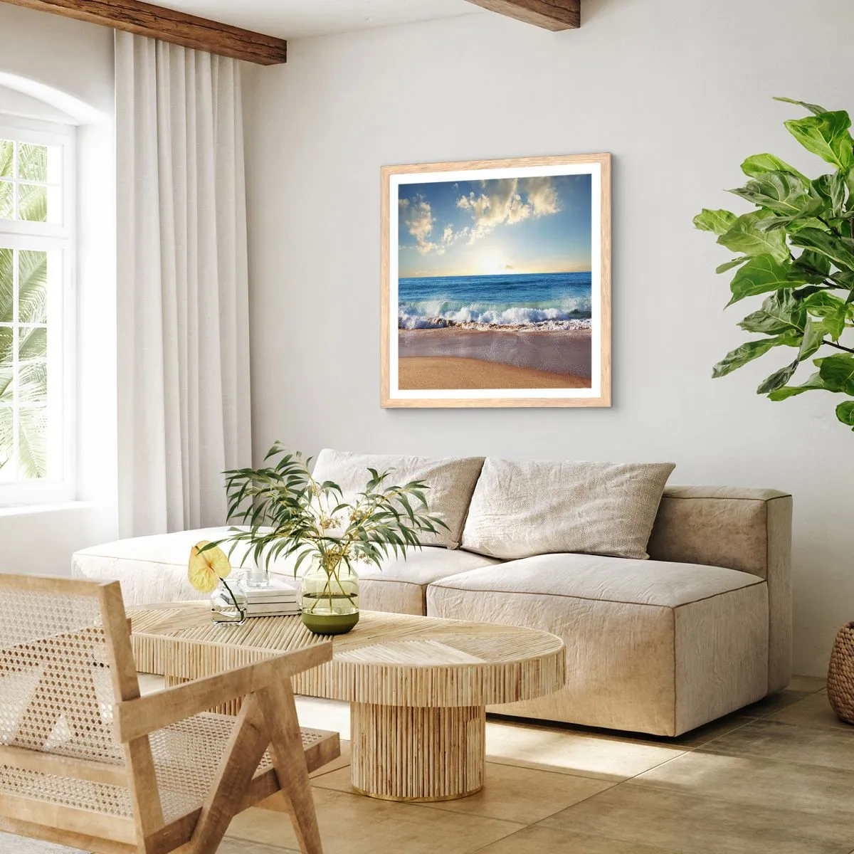 Póster en marco roble claro - Movimiento y quietud al mismo tiempo - 40x40 cm