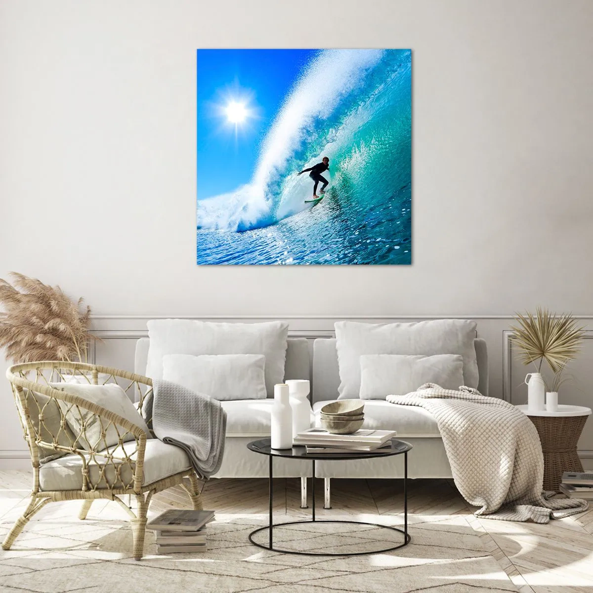 Cuadro sobre vidrio - Impresiones sobre Vidrio - A través de la gran ola - 70x70 cm