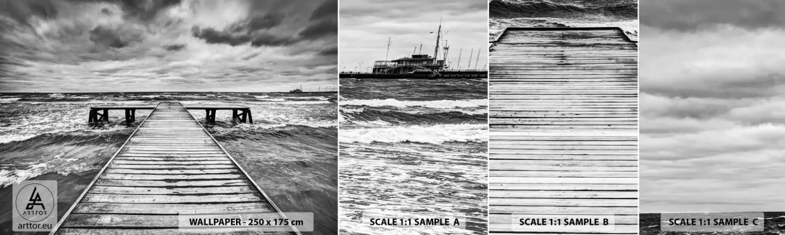 Muestra De Fotomural Standard Eco - Estoy esperando que sople el viento... - Paisaje, Puente de madera, Mar - 100x30 cm