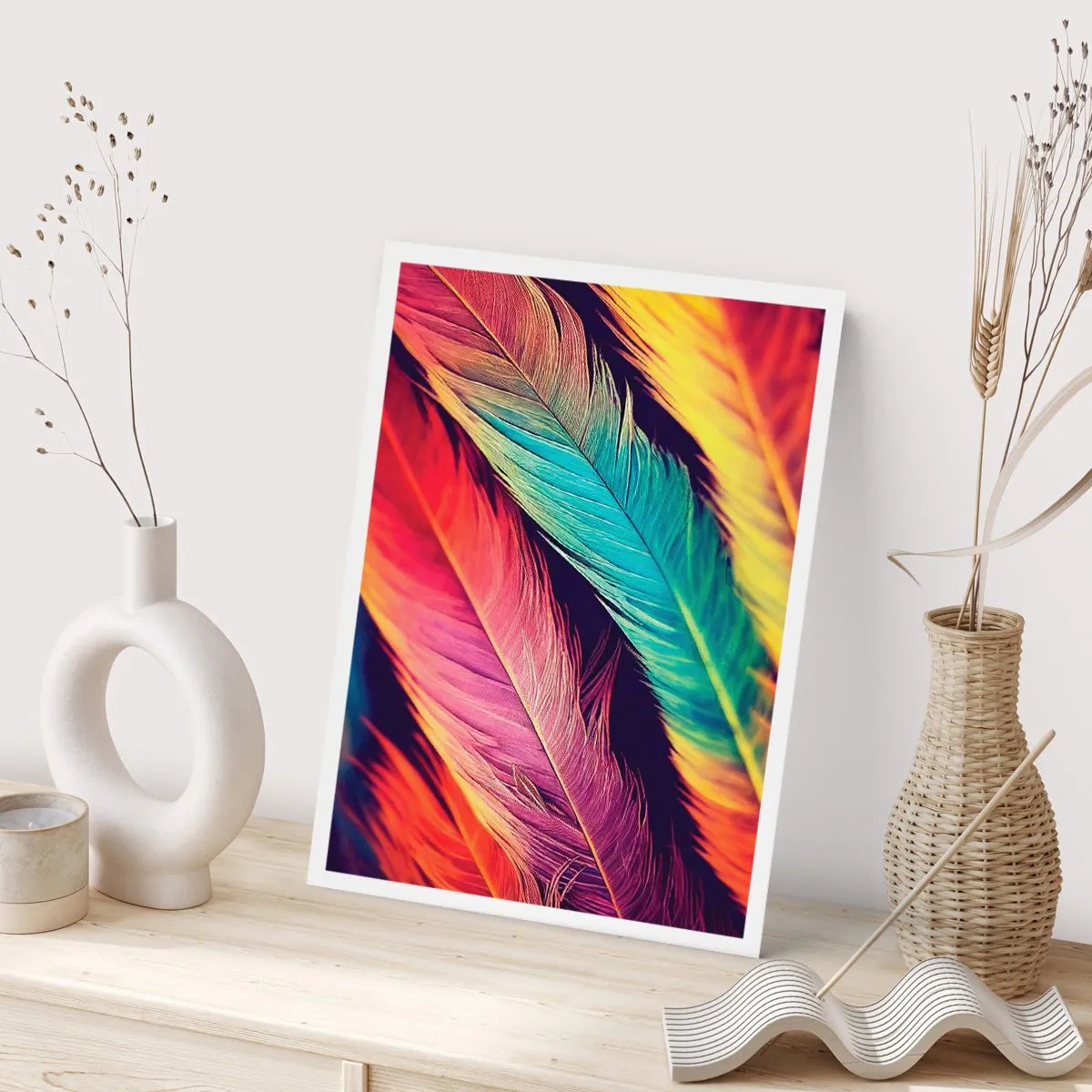 Póster - Arco iris plumoso - 40x50 cm