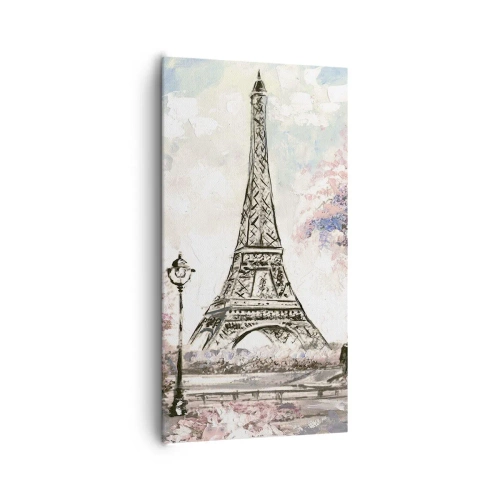 Cuadro sobre lienzo - Impresión de Imagen - Un paseo por París en abril - 65x120 cm