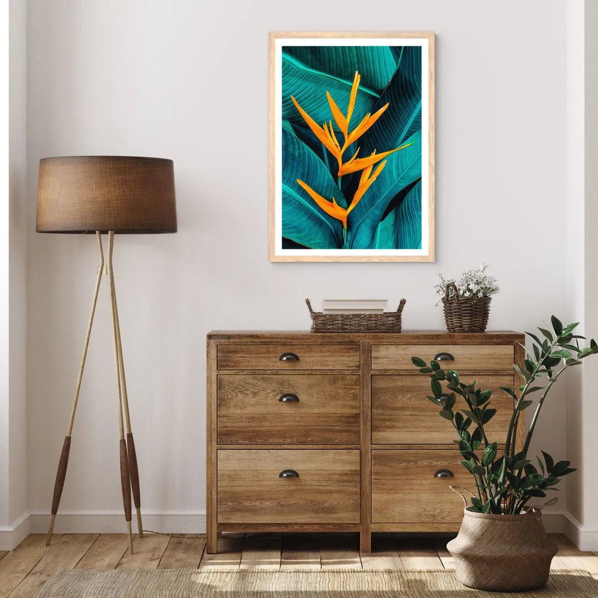Póster en marco roble claro - Flor del Edén - 70x100 cm