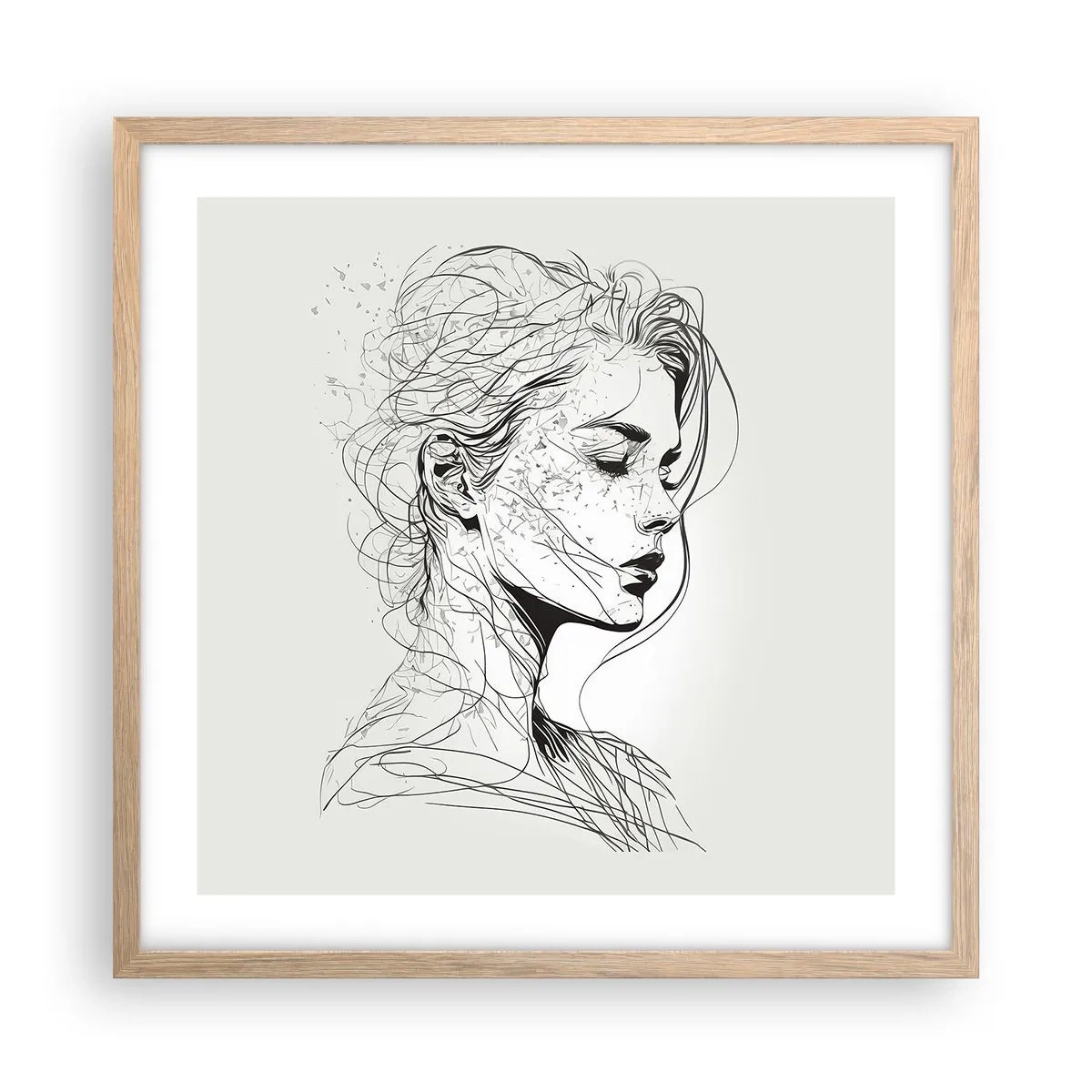 Póster en marco roble claro - Retrato de ensueño - 50x50 cm