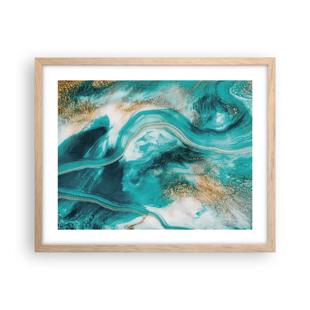 Póster en marco roble claro - Río de oro - 50x40 cm