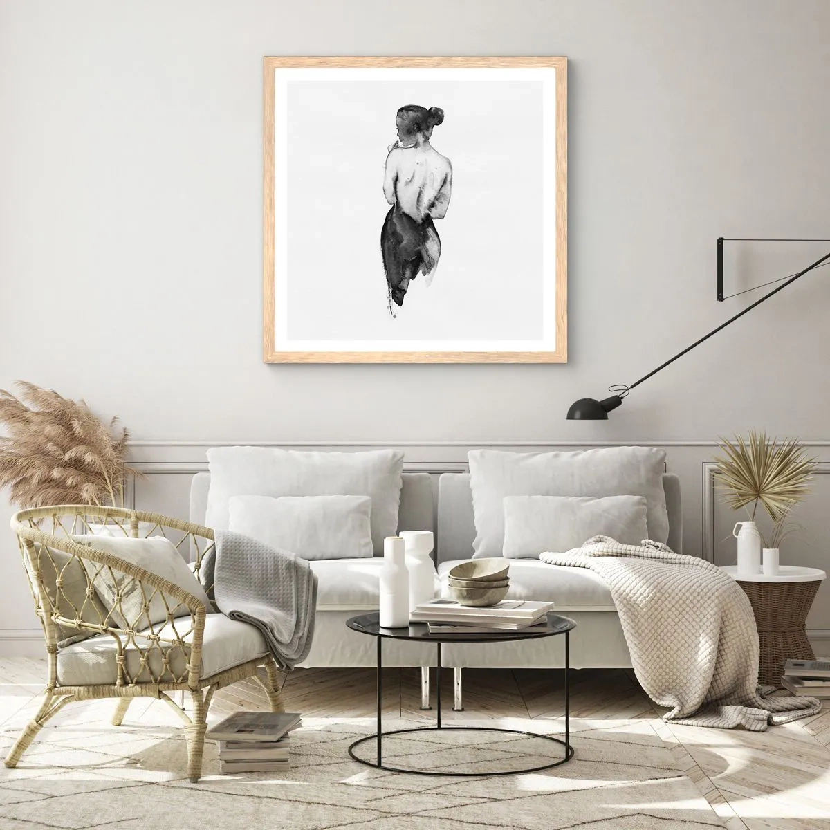 Póster en marco roble claro - Sin ella el mundo deja de tener sentido - 60x60 cm