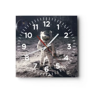 Reloj de pared - Reloj de vidrio - Saludos desde la Luna - 30x30 cm