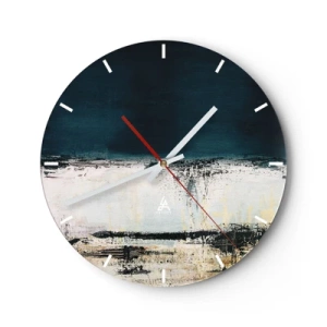 Reloj de pared - Reloj de vidrio - Paisaje abstracto en tonos oscuros y claros. - 30x30cm - Composición horizontal - Decoración de pared moderna para salón, cocina y dormitorio ARTTOR