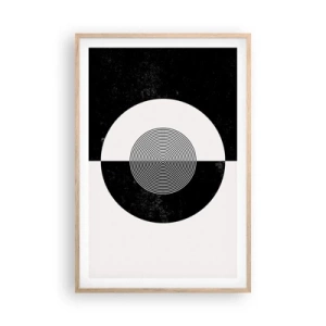 Póster en marco roble claro - Armonía en blanco y negro - 61x91 cm