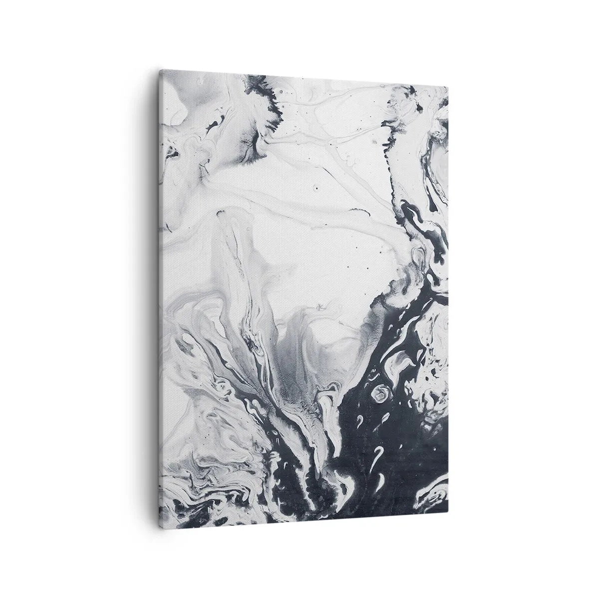 Cuadro sobre lienzo - Impresión de Imagen - Patrón abstracto monocromático con efecto mármol. - 50x70cm - Dentro de la Tierra - Decoración de pared moderna para salón y dormitorio ARTTOR