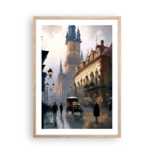 Póster en marco roble claro - La magia de una noche de Praga - 50x70 cm