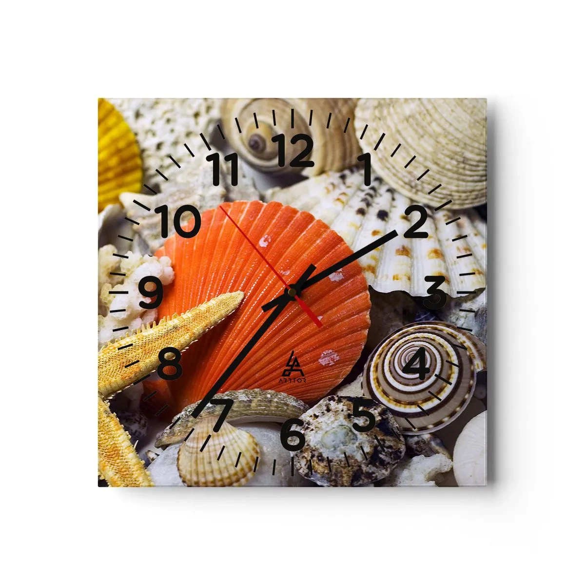 Reloj de pared - Reloj de vidrio - Tesoros del océano - 40x40 cm