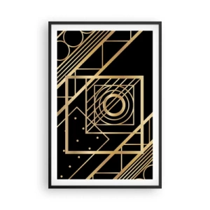 Póster en marco negro - Geometría dorada - 61x91 cm