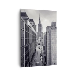 Cuadro sobre lienzo - Impresión de Imagen - Panorama de Varsovia con vistas al Palacio de la Cultura y los edificios circundantes. - 70x100cm - Valle de Varsovia - Decoración de pared moderna para salón y dormitorio ARTTOR