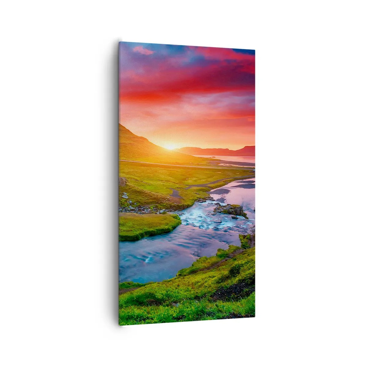 Cuadro sobre lienzo - Impresión de Imagen - Islandia - fuego y agua - 65x120 cm