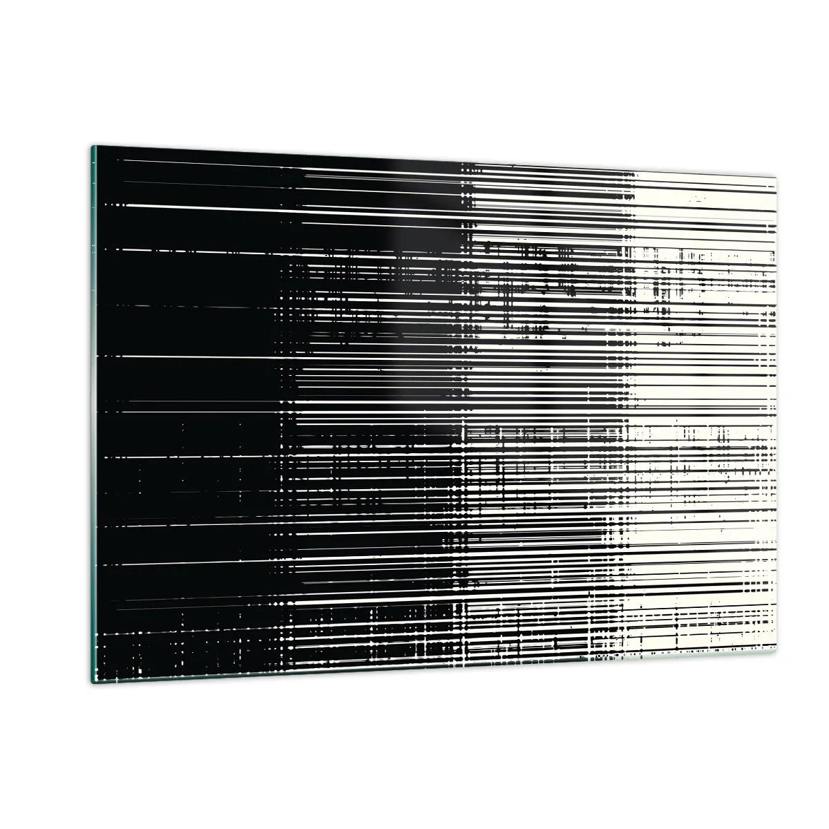 Cuadro sobre vidrio - Impresiones sobre Vidrio - Abstracción en blanco y negro con líneas horizontales que crean un degradado. - 120x80cm - Ondas y vibraciones - Decoración de pared moderna para salón y dormitorio ARTTOR