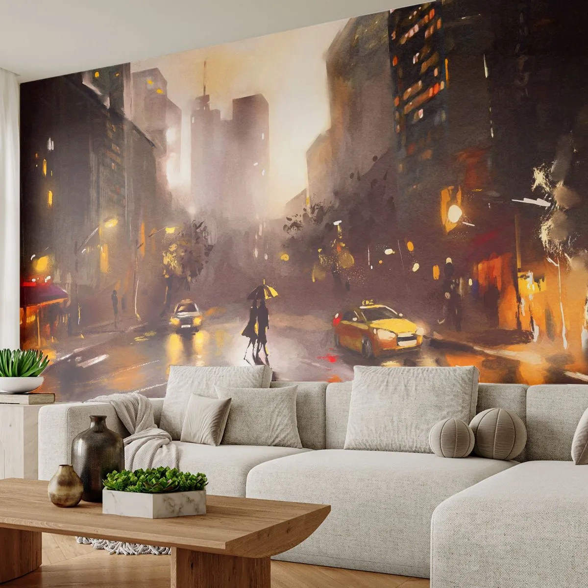 Fotomural Premium Canvas - En las luces de Nueva York - Nueva York, manhattan, Arquitectura - 500x350 cm