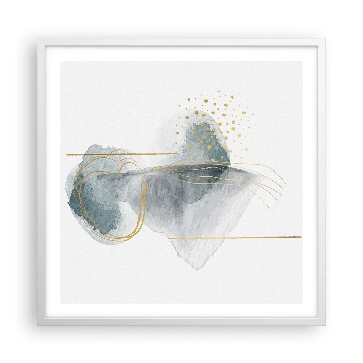 Póster en marco blanco - Sobre la relación entre el gris y el oro - 60x60 cm