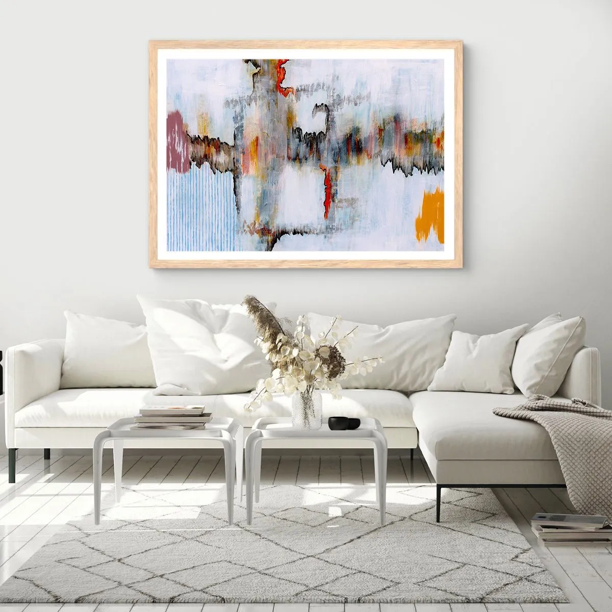 Póster en marco roble claro - Abstracto sobre el agua - 70x50 cm
