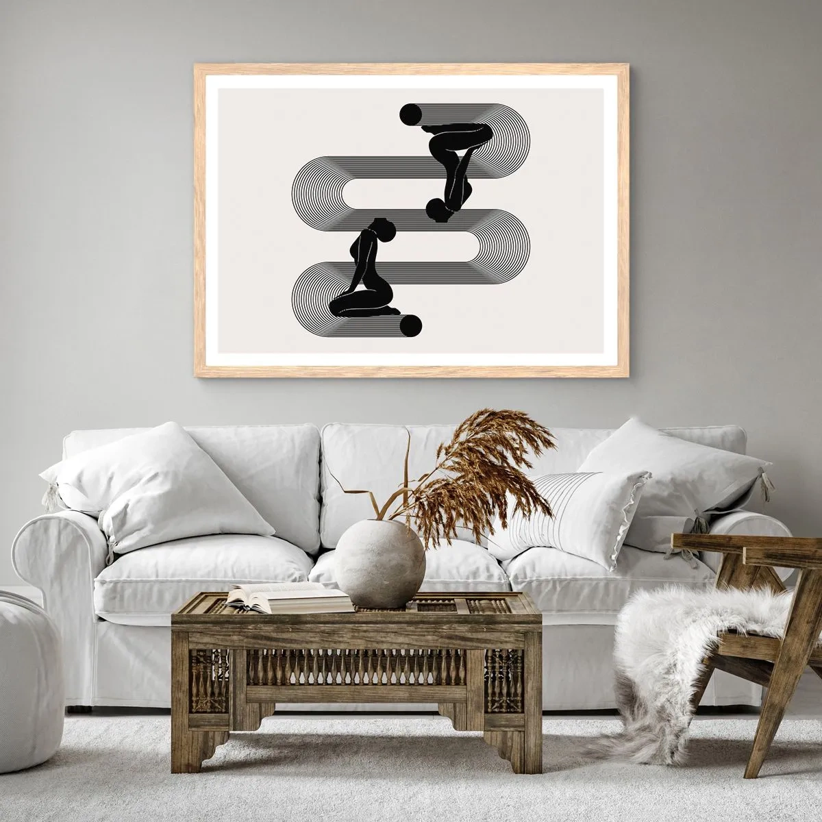 Póster en marco roble claro - Simetría sensual - 70x50 cm