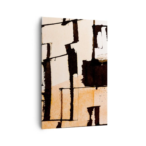 Cuadro sobre lienzo - Impresión de Imagen - Patrones geométricos en tonos marrones y beige. - 80x120cm - Aun así hay orden - Decoración de pared moderna para salón y dormitorio ARTTOR