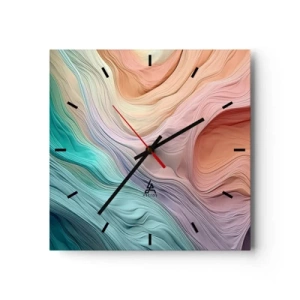Reloj de pared - Reloj de vidrio - Ola arco iris - 40x40 cm